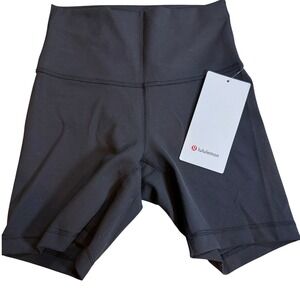 Lululemon Wunder Train High Rise Short 6 Black Everlux LW7BESS Size 4 NWT